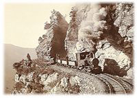 Railway along a steep cliff (around 1900)