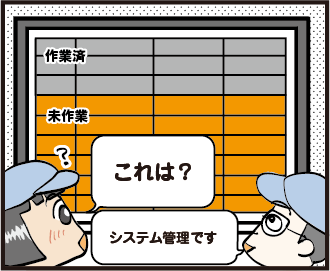 作業済 未作業 「これは？」 「システム管理です」