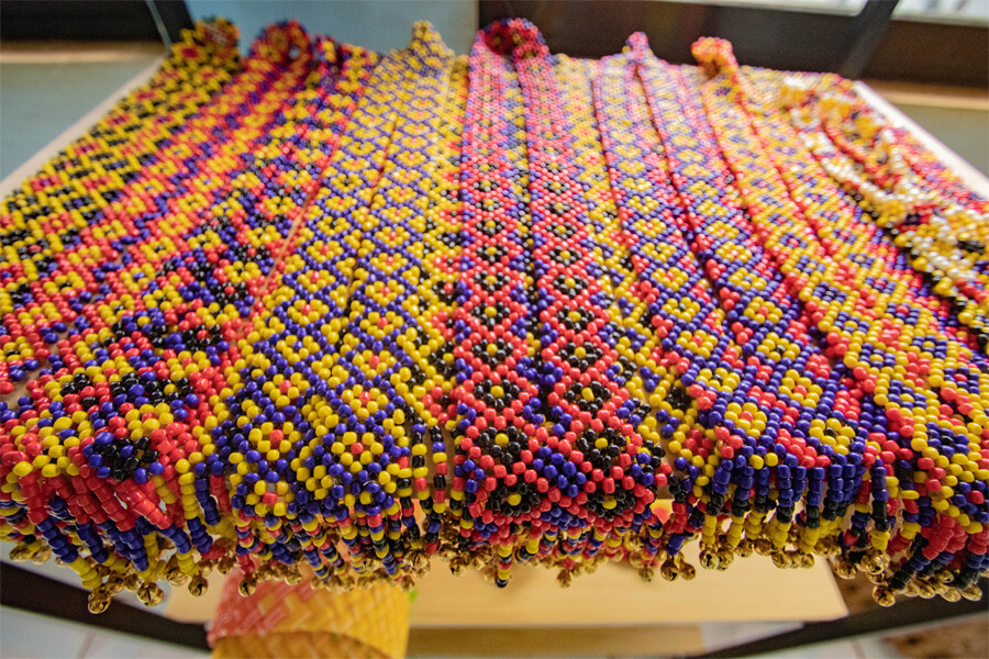 Colorful craft items made by indigenous people.