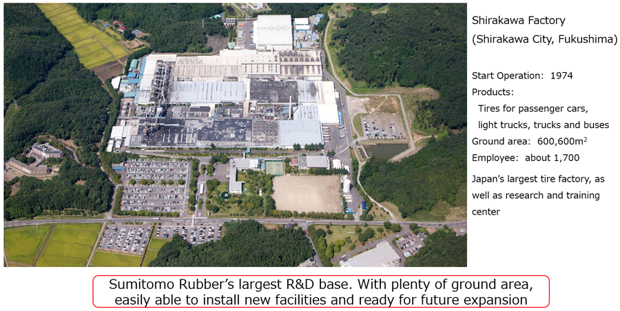 Sumitomo Rubber’s largest R&D base. With plenty of ground area, easily able to install new facilities and ready for future expansion