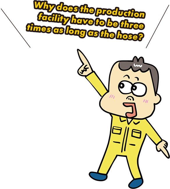 Why does the production facility have to be three times as long as the hose?