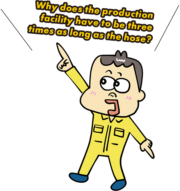 Why does the production facility have to be three times as long as the hose?