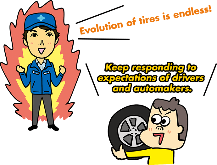 Evolution of tires is endless! Keep responding to expectations of drivers  and automakers.
