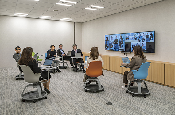 An active conference room
