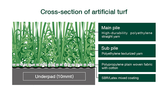 Cross-section of artificial turf